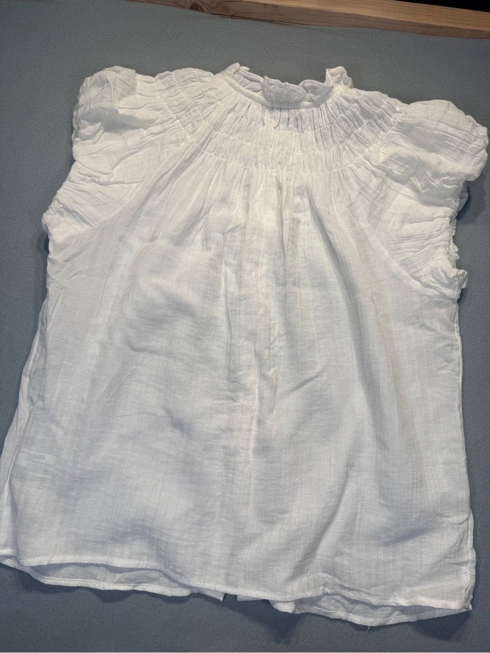 Universal Thread White Smocked Ruffle Button-Front Blouse - Picture 6 of 8